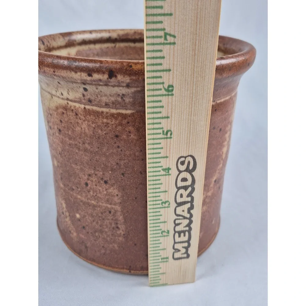 Roger Young 1994 Studio Pottery Planter Brown Stoneware Clay To Slate Signed